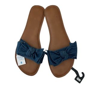 Time and Tru Blue Denim Bow Sandals Size 8